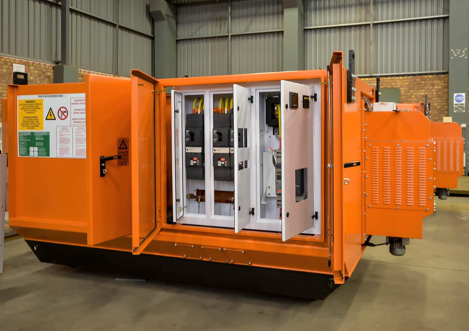 Orange packaged mobile substation unit